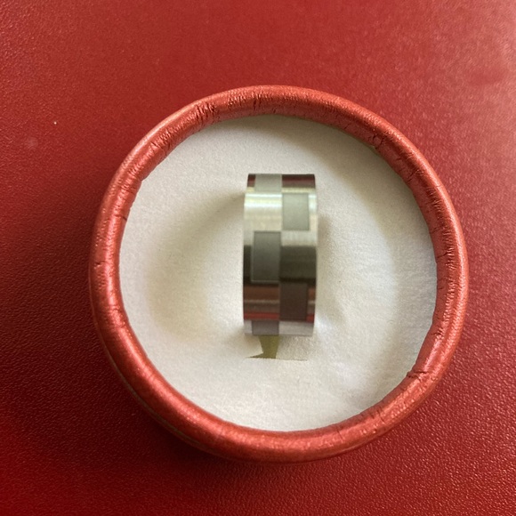 COPY - Stainless steel band. Satin matte & polished checkerboard pattern. Size … - Picture 2 of 5